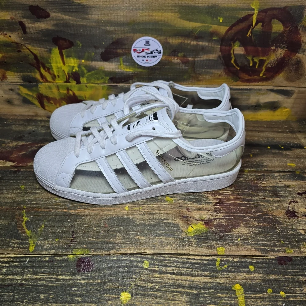 Adidas Originals Superstar Shell Toe Transparent Clear/White FZ0245 Sz 10.5 Used - Picture 3 of 8